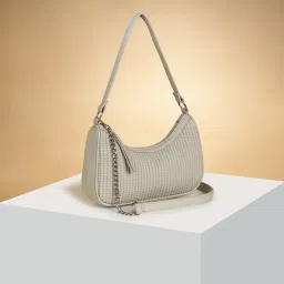 Forever Glam by Pantaloons Grey Textured Hobo Shoulder Handbag image 1