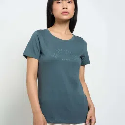 Ajile by Pantaloons Deep Teal T-Shirt image 1