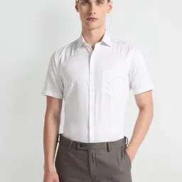 Arrow White Cotton Regular Fit Printed Shirt image 1