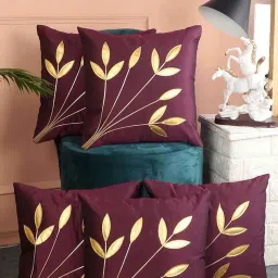 MFD HOME Furnishing Purple Polyester Cushion Cover - Set of 5 image 1