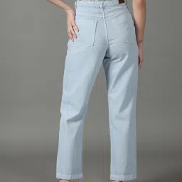 showoffff SHOWOFF Light Blue Relaxed Fit High Rise Jeans image 2