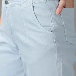 showoffff SHOWOFF Light Blue Relaxed Fit High Rise Jeans image 5