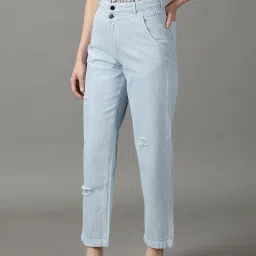showoffff SHOWOFF Light Blue Relaxed Fit High Rise Jeans image 3