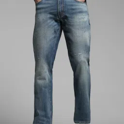 Jack & Jones Blue Cotton Regular Fit Distressed Jeans image 1