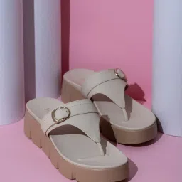 Inc.5 Women's Cream T-Strap Wedges image 1