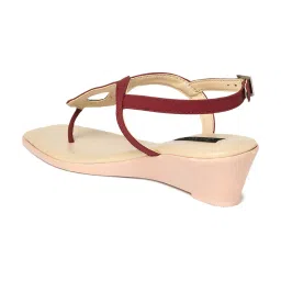 Aurelia Women's Maroon Back Strap Wedges image 5