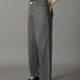 showoffff SHOWOFF Light Olive Straight Fit High Rise Jeans image 3