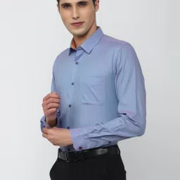 Peter England Blue Cotton Slim Fit Printed Shirt image 3