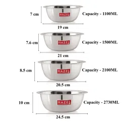 HAZEL Silver Stainless Steel Mixing Bowl - Set of 4 (1.1L) image 4