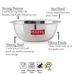 HAZEL Silver Stainless Steel Mixing Bowl - Set of 4 (1.1L) image 3