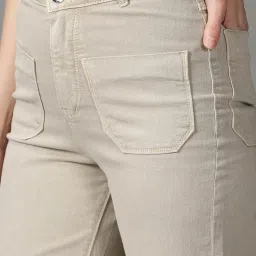 showoffff SHOWOFF Beige Regular Fit High Rise Jeans image 5