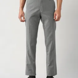 Arrow Grey Regular Fit Texture Trousers image 1