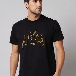 Griffel Black Cotton Loose Fit Printed T-Shirt-picture-19