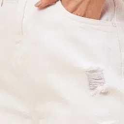 High Star White Regular Fit High Rise Shorts image 5