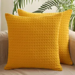 Jamio Firati Yellow Cotton Square Cushion Cover - Set of 2 image 1