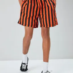 Forever 21 Orange & Black Stripe Shorts-image-43