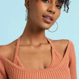 Forever 21 Peach Cotton Regular Fit Top image 5