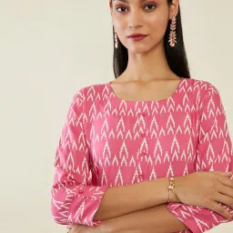 Soch Pink Printed Straight Kurta image 5