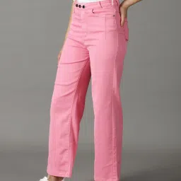 showoffff SHOWOFF Pink Regular Fit High Rise Jeans image 3