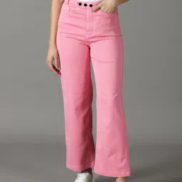 showoffff SHOWOFF Pink Regular Fit High Rise Jeans image 1