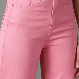 showoffff SHOWOFF Pink Regular Fit High Rise Jeans image 5