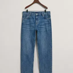GANT Mid Blue Cotton Relaxed Fit Jeans image 5