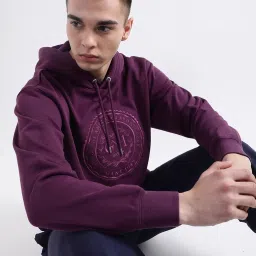 GANT Purple Cotton Regular Fit Printed Hooded Sweatshirt image 5