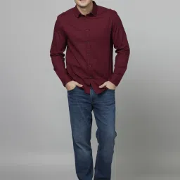 celio celio* Maroon Cotton Regular Fit Shirt image 5