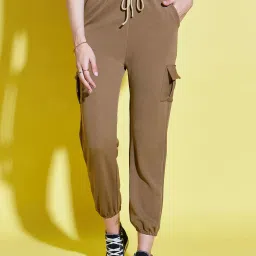 BUYNEWTREND Brown Relaxed Fit High Rise Joggers image 1