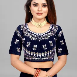 APNISHA Blue Embroidered Semi Stitched Lehenga Choli Set With Dupatta image 5