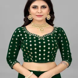 APNISHA Green Embroidered Semi Stitched Lehenga Choli Set With Dupatta image 5