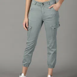 showoffff SHOWOFF Grey Slim Fit High Rise Jogger Jeans image 1