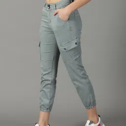 showoffff SHOWOFF Grey Slim Fit High Rise Jogger Jeans image 3