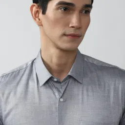 Peter England Grey Cotton Slim Fit Shirt image 4