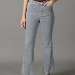 showoffff SHOWOFF Grey Relaxed Fit High Rise Jeans image 1