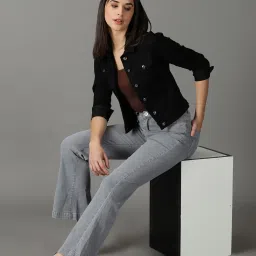showoffff SHOWOFF Grey Relaxed Fit High Rise Jeans image 4