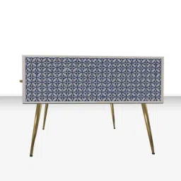 Casagold Zoey Inlay Indigo Blue Geometric Flower Coffee Table image 1