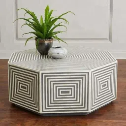 Casagold Grey Hexagon Bone Inlay Small Coffee Table image 1