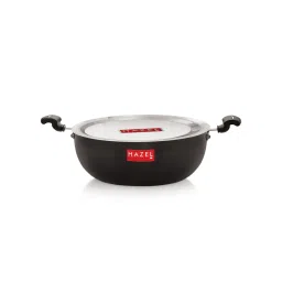 HAZEL Black Hard Anodized Kadhai with Lid (1.7L) image 1