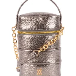 Baggit Silver Textured Extra Small Bucket Bag image 1