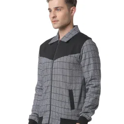 Campus Sutra Grey Checks Full Sleeves Shirt Collar Jacket image 3