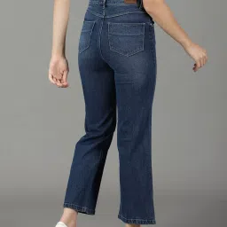 showoffff SHOWOFF Blue Distressed Straight Fit High Rise Jeans image 2