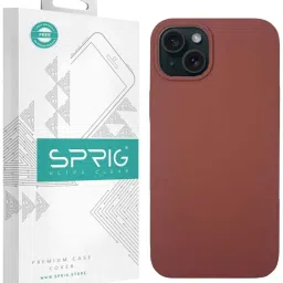 Sprig Liquid Silicone Back Cover for Apple iPhone 15 Plus (Brown) image 1