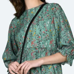 Zink London Green Floral Print Skater Dress image 5