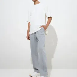 studiofit men Studiofit by Westside Grey Relaxed-Fit Cotton-Blend Track Pants image 3