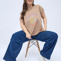 DressBerry Curve Women Plus Size Typography Printed Round Neck T-shirt image 5