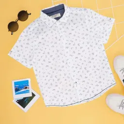 Pantaloons Junior White Cotton Floral Print Shirt image 1