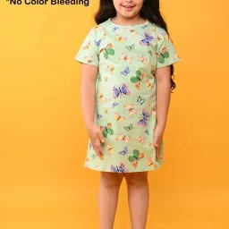 Anthrilo Kids Green Cotton Printed Dress image 5