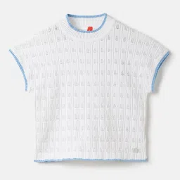 Blue Giraffe Girls White Regular Fit T-Shirt image 1
