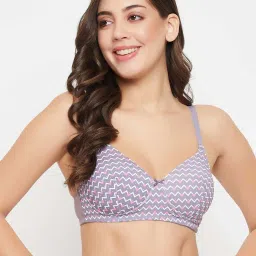 Clovia Grey Regular Fit Printed Bra image 1